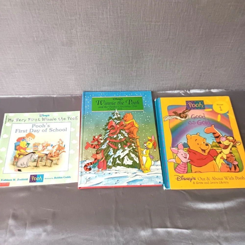 Winnie the Pooh 3 Book Set Disney Pop Up First Day School Christmas Good‎ Gold